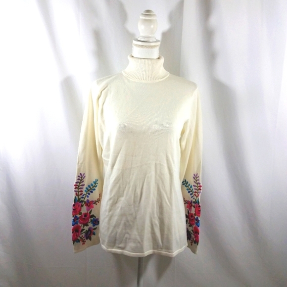 Linea by Louis Dell'Olio Crm Embroidered Sweater S - Picture 1 of 13
